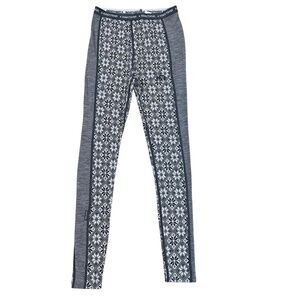 Kari Traa Rose High Waist Wool Base Layer Leggings Nordic Print Small
